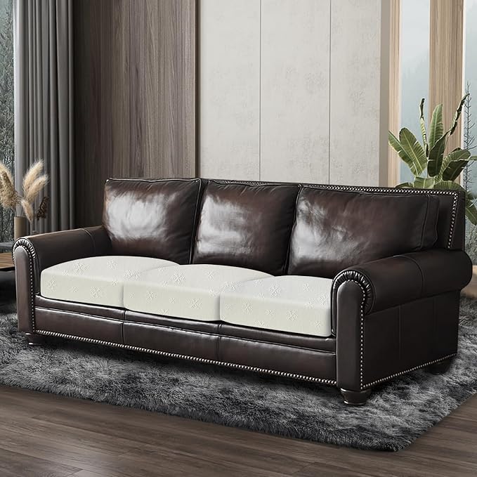 ANARACHON Couch Cushion Covers Sofa Seat Slipcovers Sets Couches Furniture Protector for Sectional Armchair Loveseat Pets Kids Stretch Milk Silk Fabric (3 Cushion Sofa, Snow Beige) - Image 7
