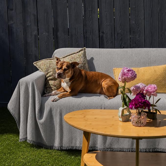 Couch Covers for Sofa, Couch Cover for Dogs, Water Resistant Non Slip Washable Chenille Sofa Cover, Loveseat Covers with Storage Bag, Pet Furniture Protector 71 x 118 Inches Grey - Image 2