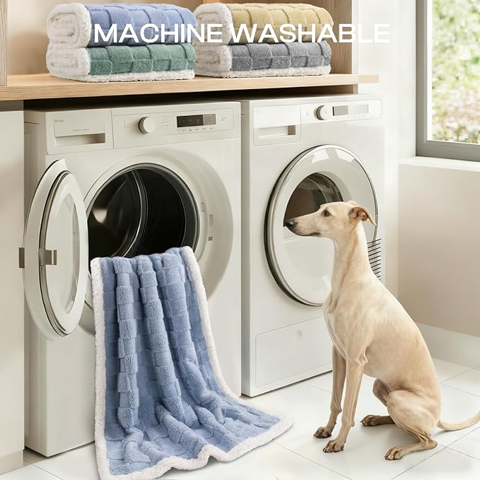Luciphia Waterproof Dog Blanket, Reversible Fleece & Sherpa, Couch Cover | Soft plush fluffy, washable, puppy, cat, dog bed, sofa, throw, furniture protector,Blue,Small(40" x 28") - Image 7