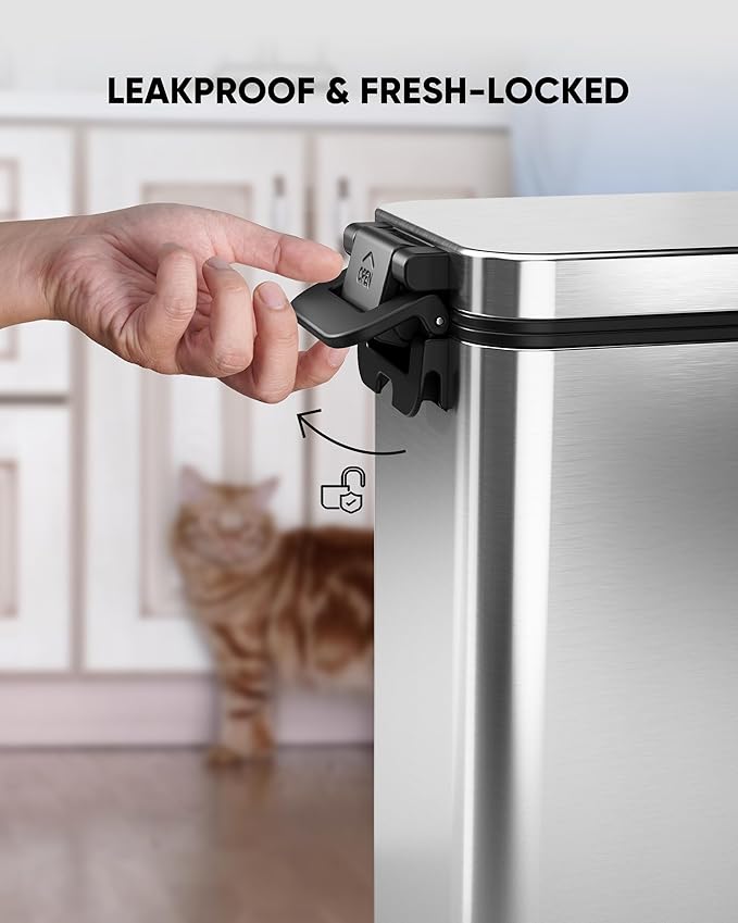 Courpal® Stainless Steel Dog Food Storage Container, 20lb/15lb Pet Food Bin | Dry Pet Food Container with Lids Airtight for Cat Dog Bird, 15L/4 Gal Stackable Metal Large Sealed Animal Food Bin with Scoop - Image 5
