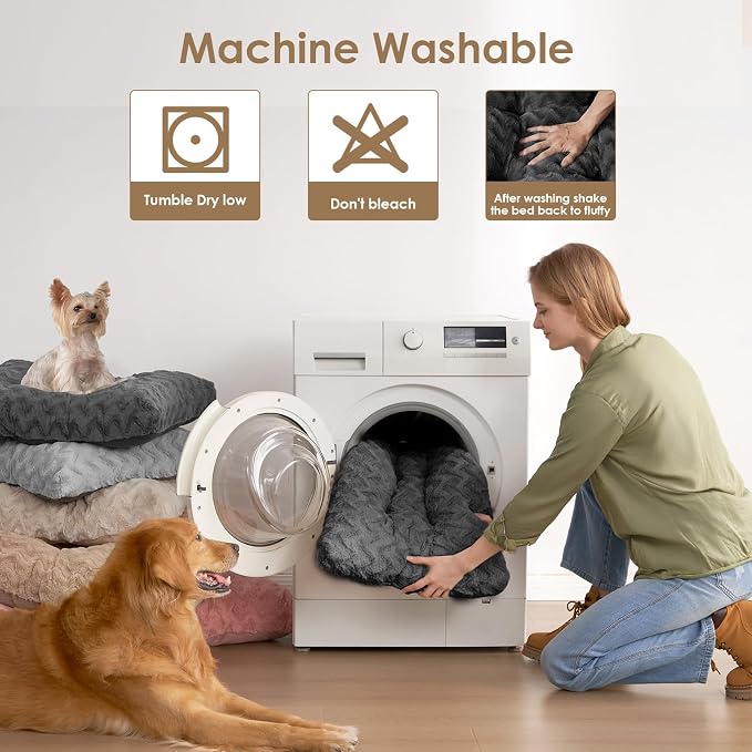 EHEYCIGA Washable XL Dog Bed for Crate 41x27 Inch, Kennel Pad for Extra Large Dogs Up to 65 lbs, Plush and Comfy Pet Sleeping Mat, Charcoal - Image 3