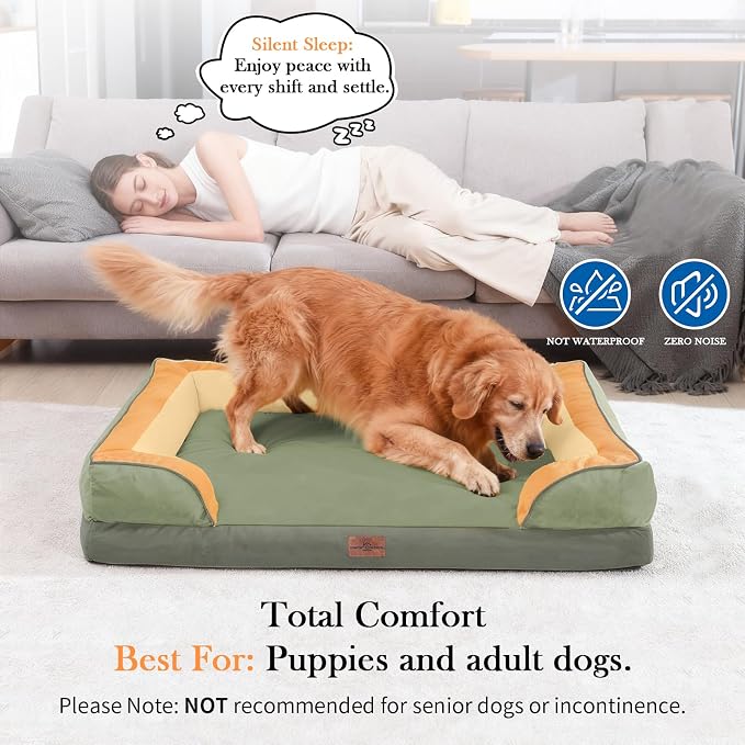 Comfort Expression Orthopedic Dog Beds for Large Sized Dog with Bolster | Waterproof Dog Couch Bed with Washable Cover & Non-Slip Bottom, Supportive Egg Crate Foam Large Pet Bed, 36x27 Inch - Image 2