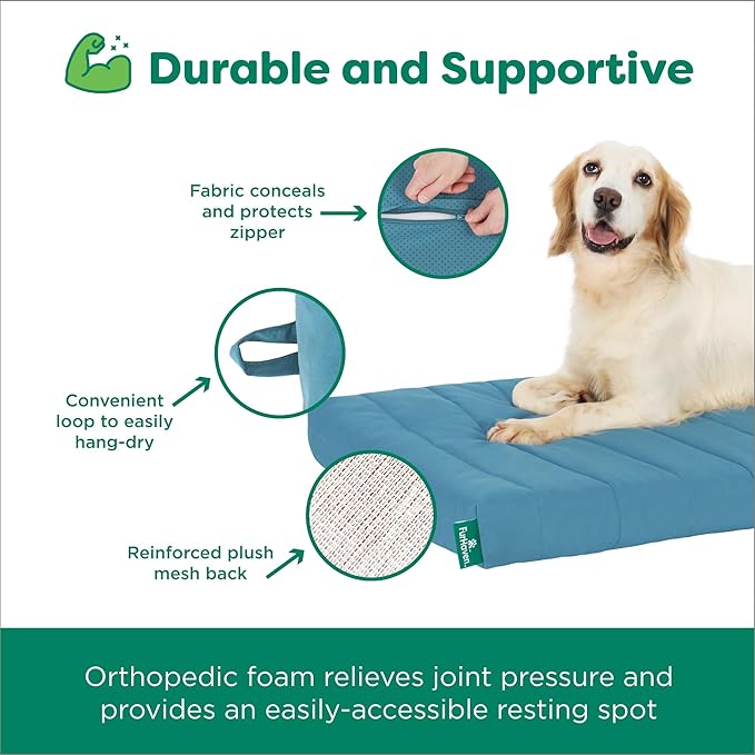 Furhaven Orthopedic Dog Bed – Puffy Quilted Foam Mattress with Removable Washable Cover, Soft & Supportive for Kennels & Crates - X-Large, Lagoon - Image 7