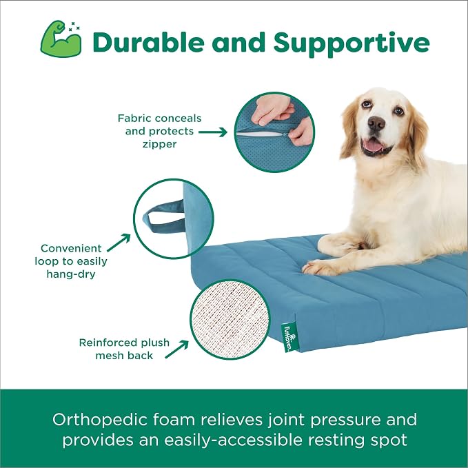 Furhaven Orthopedic Dog Bed – Puffy Quilted Foam Mattress with Removable Washable Cover, Soft & Supportive for Kennels & Crates - Large, Lagoon - Image 7