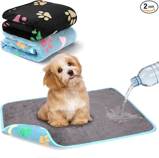 YUEPET 2 Pack Waterproof Dog Blanket, Washable Puppy Blanket for Small Dogs | Bed Couch Sofa Protector, Waterproof Inner Layer, Soft Fleece Flannel, 23 x 16 in, Machine Washable, Small Dogs and Cats by YUEPET