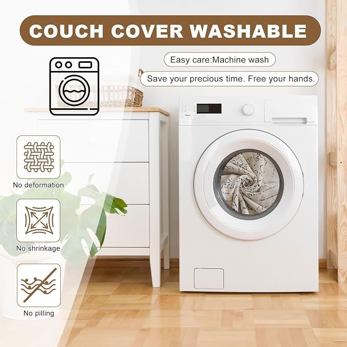 ROOMLIFE Couch Cover Boho Sofa Covers for 3 Cushion Couch Washable | Furniture Protector Sofa Couch Cover for Dogs, Soft Breathable Sofa Slipcover, Couch Throw Blankets with Tassels 71''X118'' - Image 7