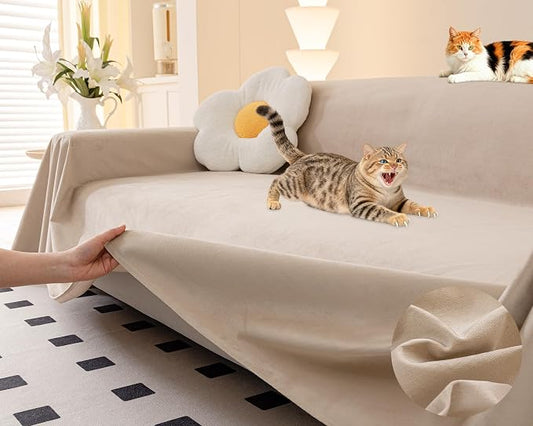 LOllON Cat Scratch Couch Cover Waterproof 134"x71" Non-Slip | Pet-Friendly Couch Protector, Anti-Scratch & Waterproof Sofa Cover For Cats Dogs Kids, Machine Washable by Loiion