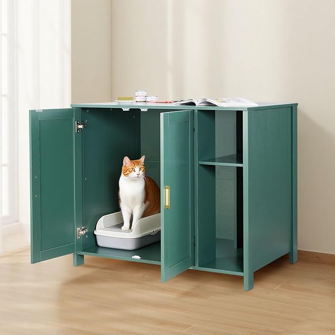VEVOR Cat Enclosure, 41.3 in Self Cleaning Litter Box Cabinet, with Drawer & Detachable Divider, Automatic Litterbox Enclosure with Built-in Power Outlet, Fits Most Smart Litterboxes - Image 8