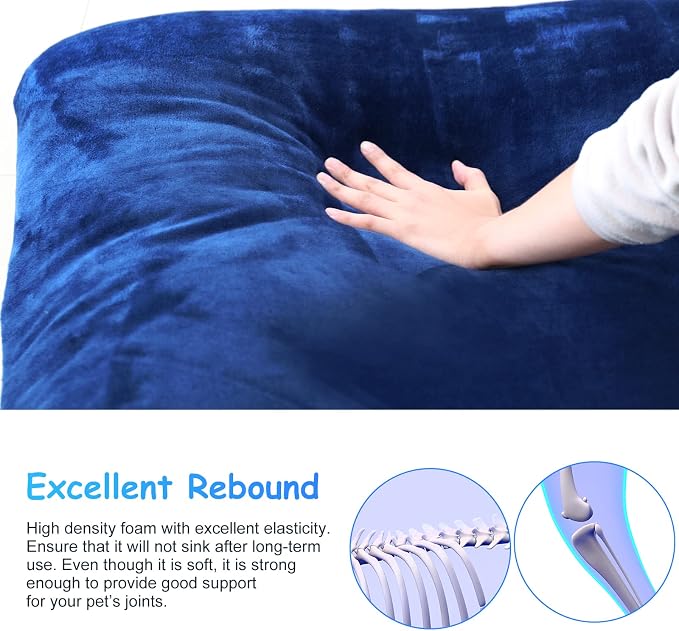 Magic Dog Super Soft Medium Dog Bed, 32 Inches Orthopedic Foam Pet Beds with Anti Slip Bottom, Dog Sleeping Mattress with Removable and Washable Cover, Blue M,32'' X 24'' X 3'' - Image 2