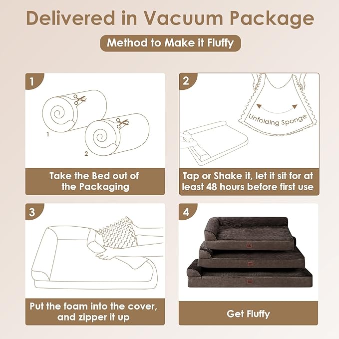 EHEYCIGA Large Dog Bed Memory Foam for Crate, Orthopedic Dog Bed Large Size Dogs with Washable Removable Cover, Waterproof Pet Sofa Couch with Nonskid Bottom, 35x22x6, Brown - Image 7