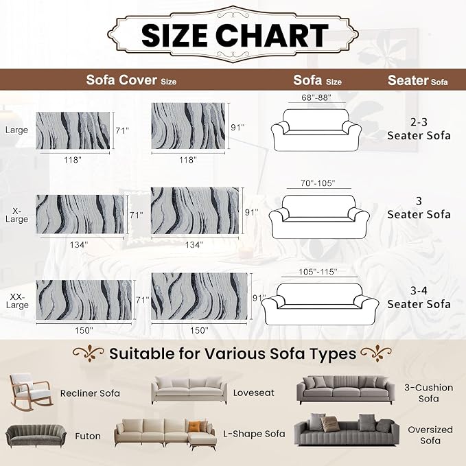 ROOMLIFE Couch Cover 3 Cushion Sofa, Washable Non Slip Furniture Sofa Protector Cover, Soft Chenille Sofa Slipcovers Sectional L Shape Dogs Couch Cover Throw Blanket with Tassels 71''X118'' - Image 7
