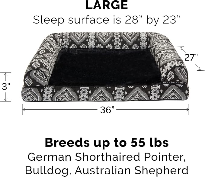 Furhaven Replacement Dog Bed Cover Plush & Southwest Kilim Décor Sofa-Style, Machine Washable - Black Medallion, Large - Image 3