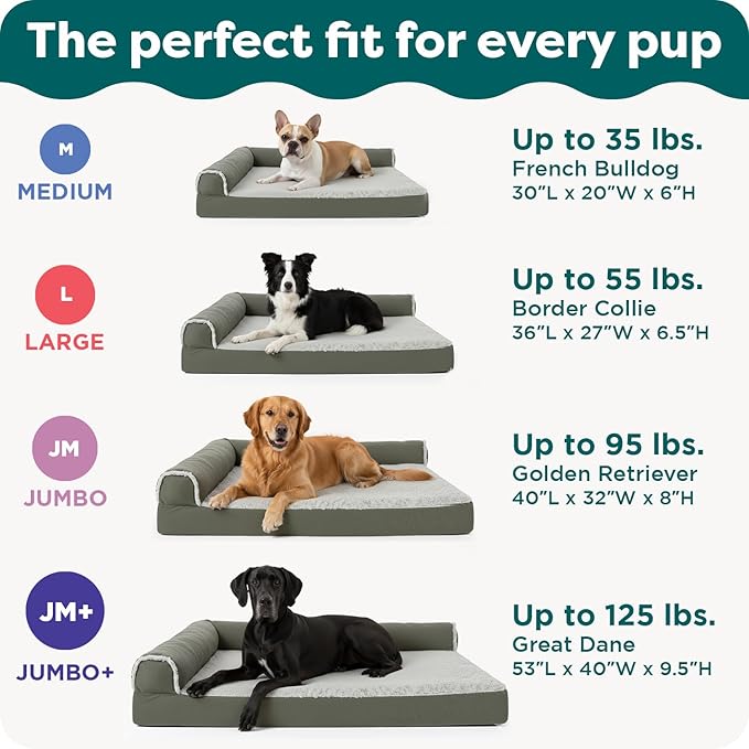 FurHaven Orthopedic Dog Bed for Medium Dogs, L-Shaped Chaise Mattress with Orthopedic Egg Crate & a Solid Orthopedic Foam Base for Joint Support, Washable Cover, Medium, Plush & Velvet, Platinum Gray - Image 6