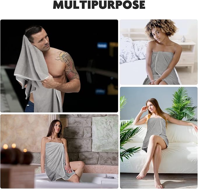 KinHwa Microfiber Bath Towels 2 Pack 30x60 Inch Large Shower Towels Gray1 | Large absorbent bath towel for shower, spa, swimming, pool Soft quick dry microfiber 30x60 inch for women and men - Image 5
