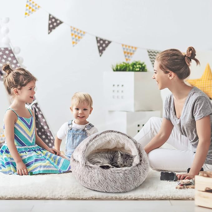 CATISM Cat Bed, Cat Beds for Indoor Cats Covered Hooded | Warm Soft Plush Comfortable Removable Washable Non-Slip Bottom - Image 9