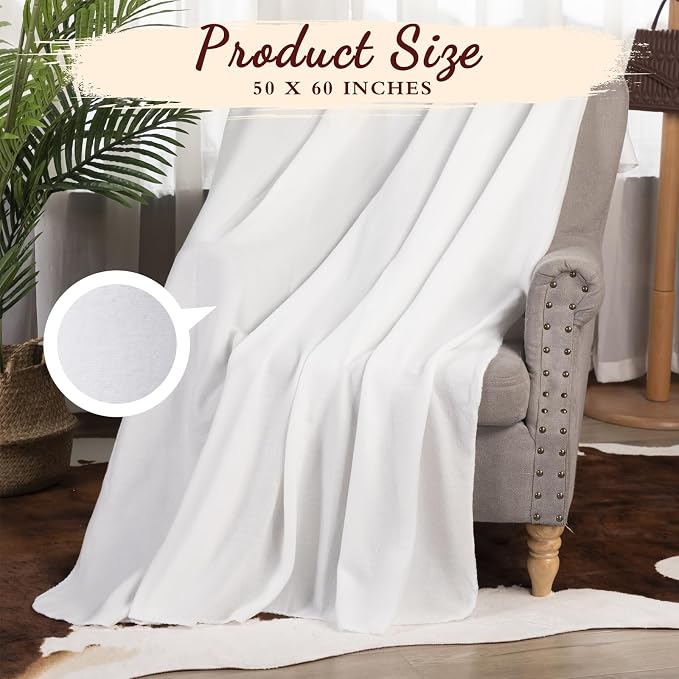 Buryeah 10 Pcs Fleece Blanket Bulk Soft Warm Fleece Blankets Cozy Lightweight Throw Blankets Plush Pet Throw Blanket for Home Bed Sofa Office Wedding Gifts Travel(50" X 60",White) - Image 2