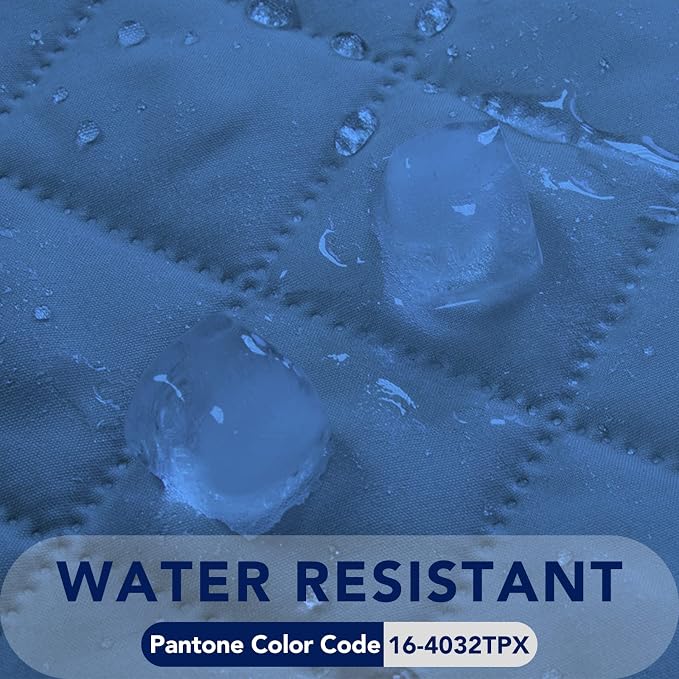 PureFit Reversible Quilted Sofa Cover, Water Resistant Slipcover Furniture Protector, Washable Couch Cover with Non Slip Foam and Elastic Straps for Kids, Dogs, Pets (X Large, Blue/Ivory) | Blue/Ivory, Water Resistant Couch Protector, Washable Pet Couc... - Image 4