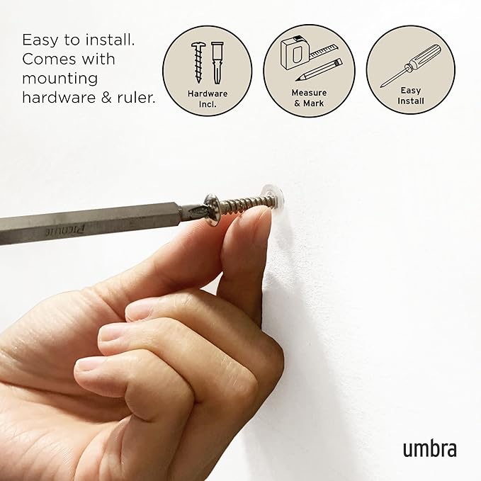 Umbra Flip Coat Rack, Wall Mount 8-Hook, Space Saving, Walnut/Black | Real wood and steel build, retractable hooks fold flat, holds coats bags and scarves, easy install - Image 6