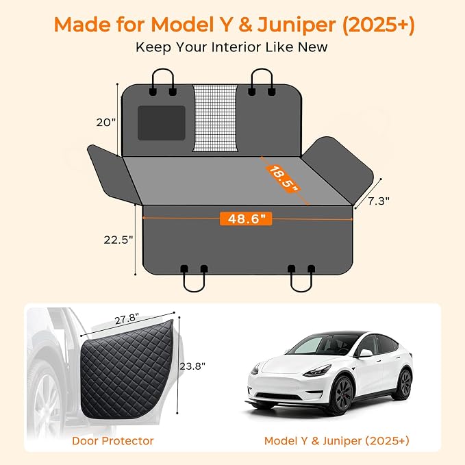 URPOWER Dog Car Seat Cover for Back Seat, Waterproof Hammock for Model Y | Easy Pet Access, Waterproof, Scratch Resistant, Mesh Window, Non-Slip, ISOFIX Anchors, Easy Care, Dog Seat Belt Included - Image 6