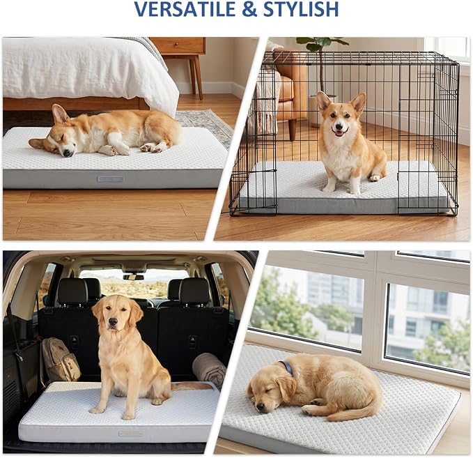 WDCOZY Orthopedic Cooling Dog Bed for Large Dogs, Q-Max>0.4 Breathable Summer Pet Mat with High Density Memory Foam, Removable Washable Cover, Non-Slip Dog Crate Bed for Pets Up to 90 lbs，41x27 Inch - Image 9