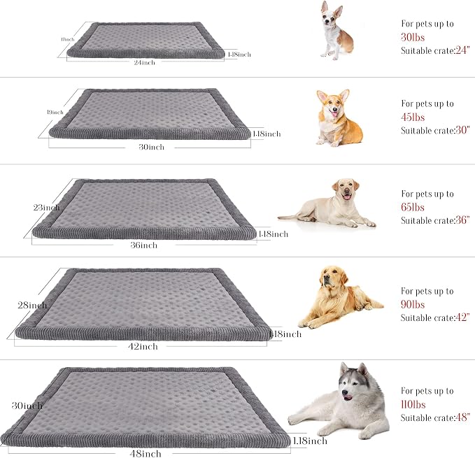 Dog Crate Pad 24x17 inch Gray Memory Foam Dog Bed Mat for Small Dog Cat Grey Washable Puppy Sleeping Bed Anti Slip - Image 7