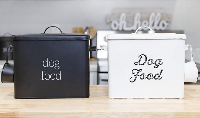 AuldHome Design Retro Dog Food Canister (Black); Modern Farmhouse Style Storage Bin for Pet Food - Image 9