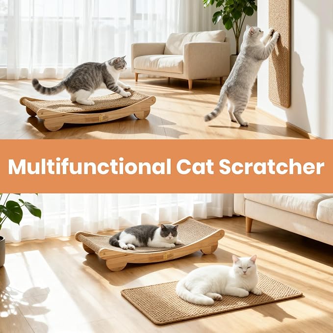 Ordora 31.5" Extra Large Cat Scratcher & Mat Set | Cat Scratch Pad&Bed – Cat Wall Scratcher Protects Sofas and Furniture – Ideal for Indoor Cats to Scratch and Rest - Image 4