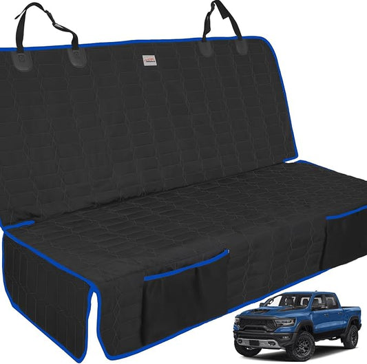 Dog Car Seat Cover for Back Seat, 61-Inch Waterproof Blue Bench Protector | Washable Seat Covers for Trucks, Nonslip Truck Car Seat Cover for F150, Ram 1500, GMC Sierra, Toyota and Silverado by Reliadura