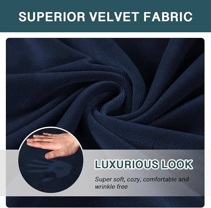 FantasDecor Velvet Chaise Lounge Cover Stretch Double Arm Chair Slipcover for Living Room Bedroom Soft Plush Fabric Machine Washable, Navy - Image 4