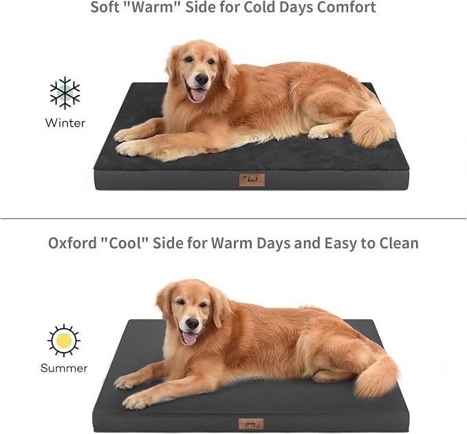 Large Waterproof Orthopedic Dog Bed with Egg Crate Foam | Fits 42x28 Crates, TPU Waterproof Layer, 1680D Washable Oxford Cover, Portable Handle, Indoor & Outdoor Use, Up to 80 lbs - Image 3