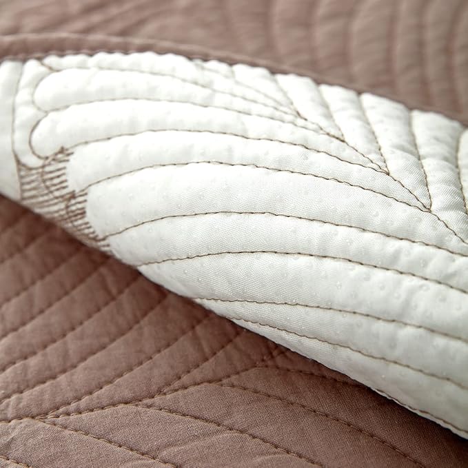 Solid Color Leaf Cotton Quilted Sofa Covers Anti-Slip Soft Sectional Couch Cover Washable Sofa Slipcover for Dogs Cats Pet (Coffee,28''x47'') - Image 6