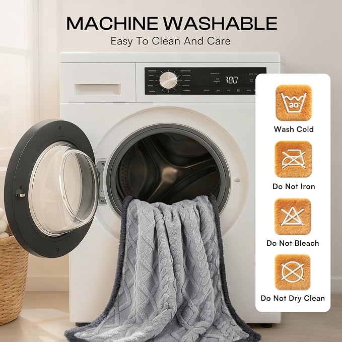 Luciphia Waterproof Dog Blanket, Reversible Sherpa Fleece for Couch Cover | Reversible waterproof pet blanket soft fleece machine washable protect couch bed, Light Grey 65" x 57" - Image 6