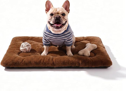 Dog Bed 30" for Metal Crate Pad, Washable Kennel Mat for Medium Dogs & Pets | Soft faux rabbit fur, non-slip,machine wash/dry, plush cushioning, for crates, floors & travel, multiple sizes for all breeds by Poimerk
