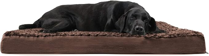Furhaven Orthopedic Dog Bed for Large Dogs w/ Removable Washable Cover, For Dogs Up to 95 lbs - Ultra Plush Faux Fur & Suede Mattress - Chocolate, Jumbo/XL by FurHaven