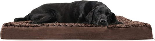 Furhaven Orthopedic Dog Bed for Large Dogs w/ Removable Washable Cover, For Dogs Up to 95 lbs - Ultra Plush Faux Fur & Suede Mattress - Chocolate, Jumbo/XL by FurHaven