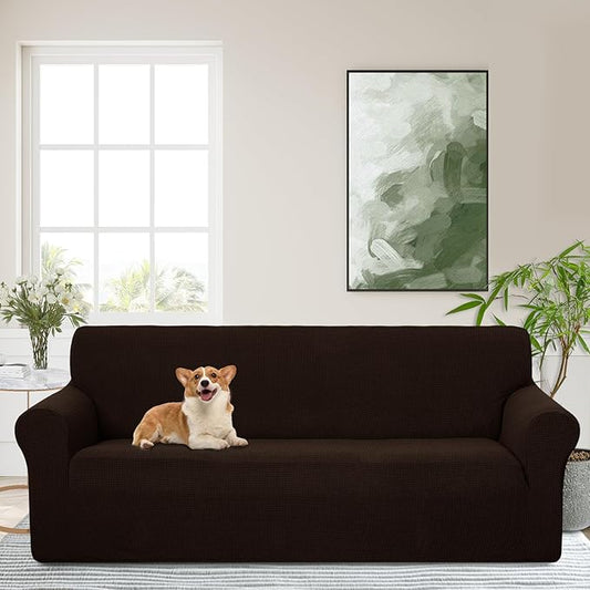 Stretch Couch Covers for Sofa Washable, Large, Chocolate | 3seat sofa covers for 3 cushion couch, Furniture Protector Couch Slipcover cubre sillones para sala for Kids, Dogs by LuxshareHome