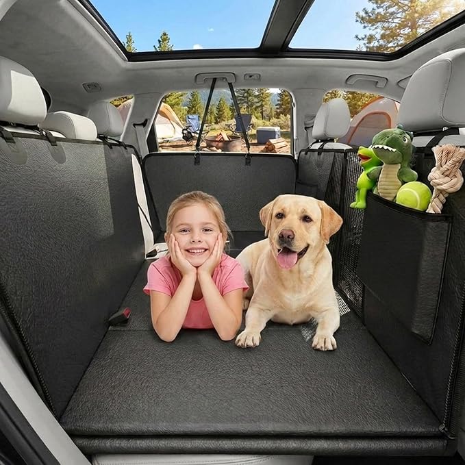 Dog Car Seat Cover, 600D Heavy Dute Car Seat Cover for Dogs Pets,100% Waterproof Anti-Scratch Nonslip Dog Hammock for Cars, Seat Covers Protector with SeatBelt for Sedan SUV Truck XLPRO Hard LEA-Dark by Victoper