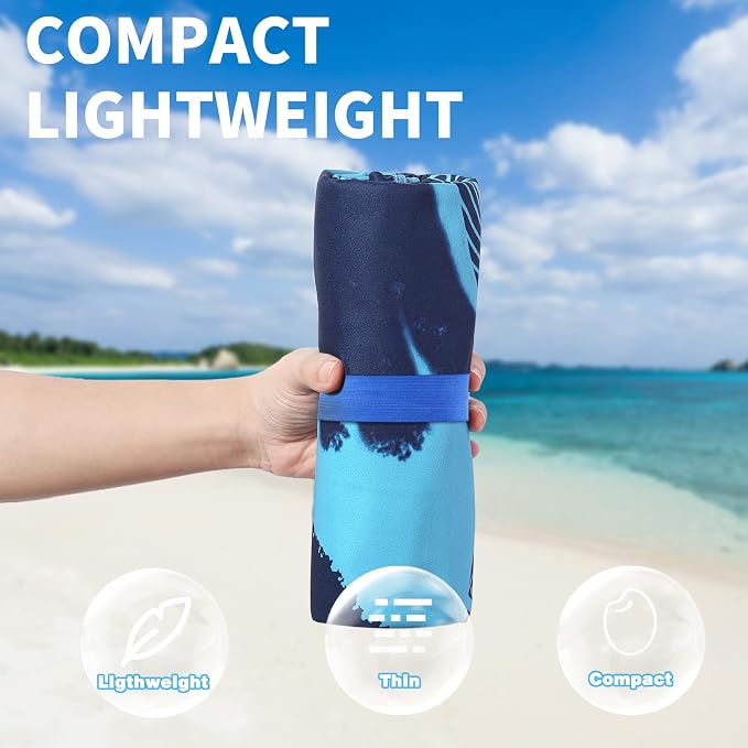 Microfiber Beach Towel Oversized 71x32 Multiple with Bag 6 Pack Bulk | Thin Lightweight Sand Free Absorbent Quick Dry Large for Travel Pool Swim Bath Cruise Sports Camping Essentials Adults Gifts - Image 2
