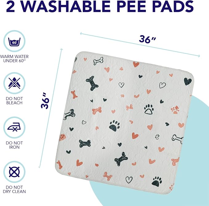 PUPIBOO Washable Pee Pads for Dogs and Cats - Super Absorbent Reusable Puppy Training Pads - 100% Waterproof, Leak-Proof & Non-Slip Whelping Pads for Pet Housebreaking - Image 3
