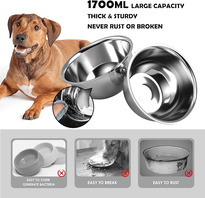 SHAINFUN Elevated Dog Bowls Stand for Medium/Large Dogs with Mat, 6 Height Adjustable Raised Dog Bowl, Three 58oz Food Water Bowls - Image 6
