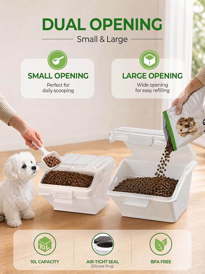 FOHERE 3 Pack Dog Food Storage Container, 40 Lbs Dog Food Bin with Scoop, Moisture Proof Dry Dog Food Container for Cat Treats, Rice, Flour & Baking Supplies, BPA Free - Image 4