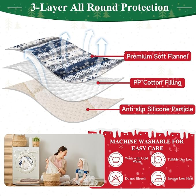 VClife Fuzzy Anti-Slip Dog Couch Cover for Christmas, Blue, 27.6 x 70.9 | Soft Thick Couch Covers for 3 Cushion Couch Sofa Pet Friendly, Scratch Resistant Sofa Cover Washable Dog Furniture Protector - Image 4