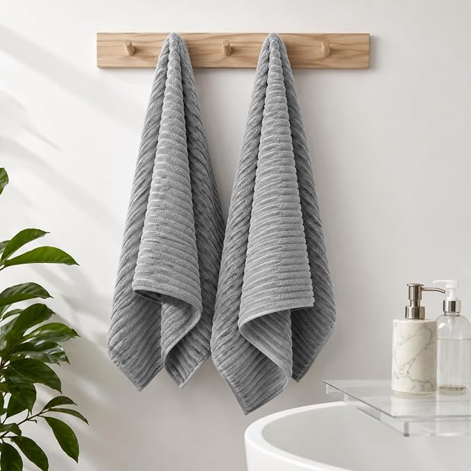 4 Piece Bath Towels, 30"x60" Microfiber Towels Set, Grey | Large Bathroom Towels, Soft Touch, Highly Absorbent, Quick Dry, Lint Free, Long-Lasting, Family Use, Guest Bath & Daily Use - Image 4