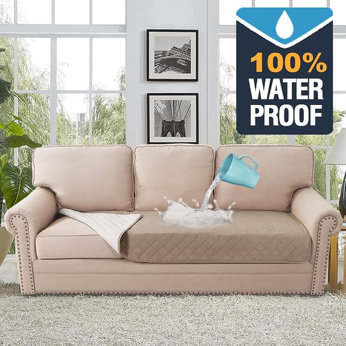 H.VERSAILTEX Couch Cover for Dogs Washable 100% Waterproof Sofa Cushion Cover Dog Bed Cover Non-Slip Pet Blanket for Sofa Cushion Protector, 35" x 82", Khaki - Image 3
