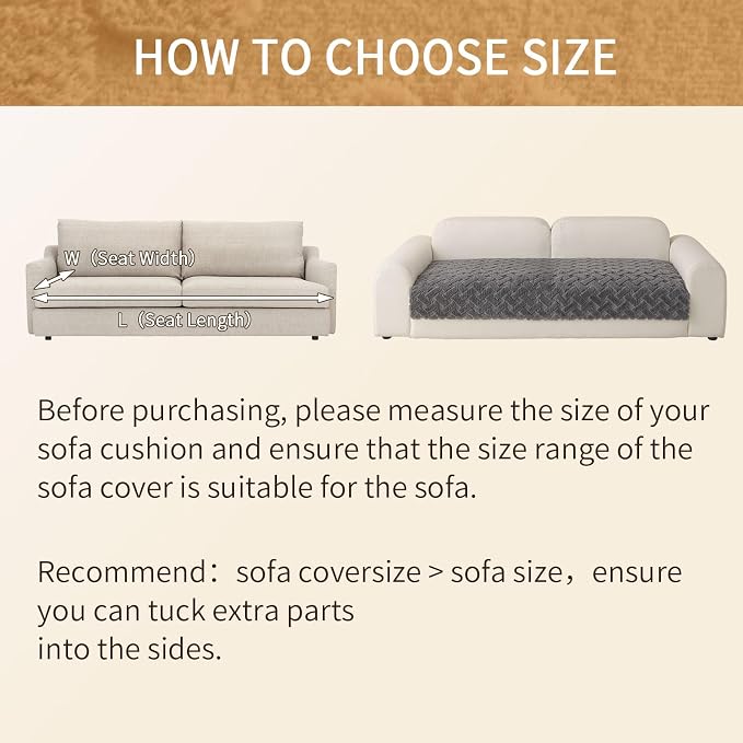 Waterproof Dog Bed Cover Non Slip Couch Cover for Dogs Washable Soft Faux Fur Sofa Cover Couch Covers for 3 Cushion Couch Sofa Pet Friendly (Grey, 34x62（1pc）) - Image 7