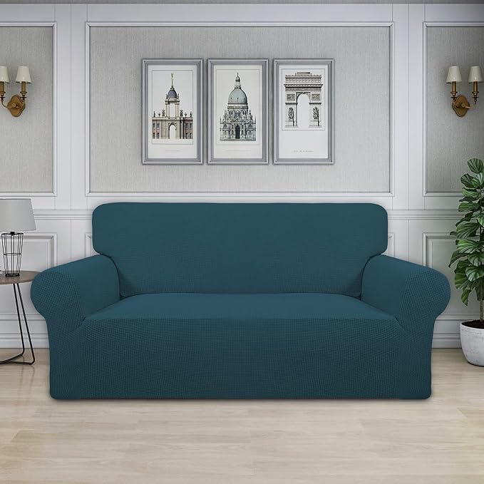 Easy-Going Stretch Oversized Loveseat Couch Covers Washable Deep Teal | 1-Piece Large Loveseat Cover for 2 Cushion Couch Furniture Protector RV Sofa Slipcover Soft with Bottom for Kids Pets - Image 2