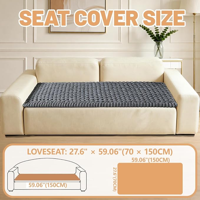 Couch Cover for Dogs Washable,Non Slip Fuzzy Durable Pet Friendly Cozy | Soft Slipcovers for 3 Cushion Sofa Cover,Plush Thick Protector Fits Mat Bed Leather & Fabric Couches (Grey 27.6"x59") - Image 4