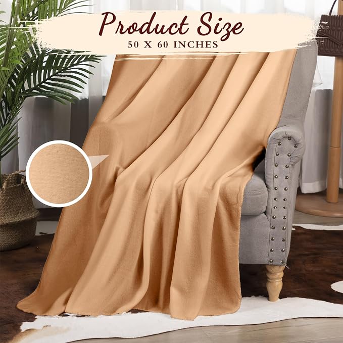 Buryeah 10 Pcs Fleece Blanket Bulk Soft Warm Fleece Blankets Cozy Lightweight Throw Blankets Plush Pet Throw Blanket for Home Bed Sofa Office Wedding Gifts Travel(50" x 60",Khaki) - Image 2