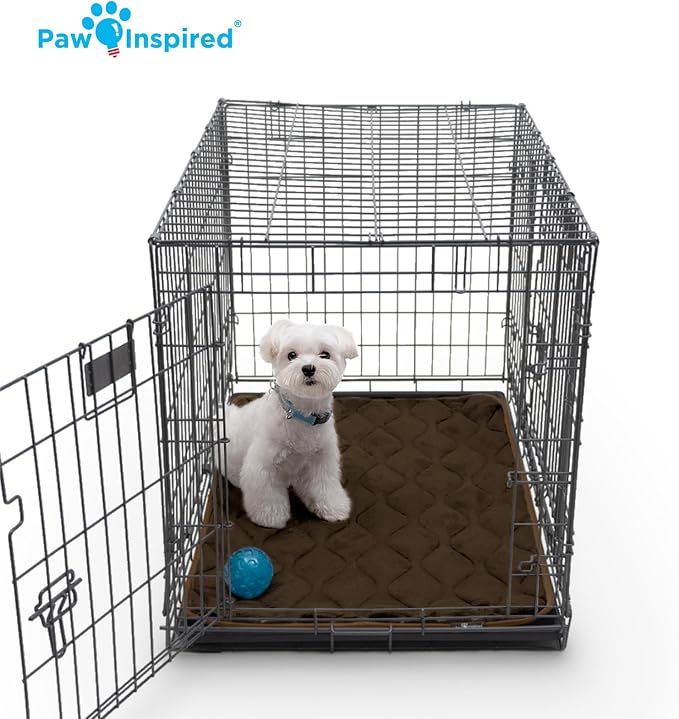 Paw Inspired Washable Padded Crate Mats for Dogs, Gray, 35x22 Inch | Fits 36-inch Kennels, Leakproof, Waterproof Bottom, Plush Dog Pad, Pet Bed - Image 6