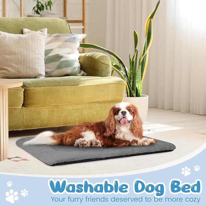 Dog Crate Pad Washable, Plush 36 x 23 Inch Anti-Slip Kennel Mat for Medium to Large Dogs up to 70 lbs, Fits Wire or Metal Crates, Travel, Home, Training Use, Dark Grey - Image 6